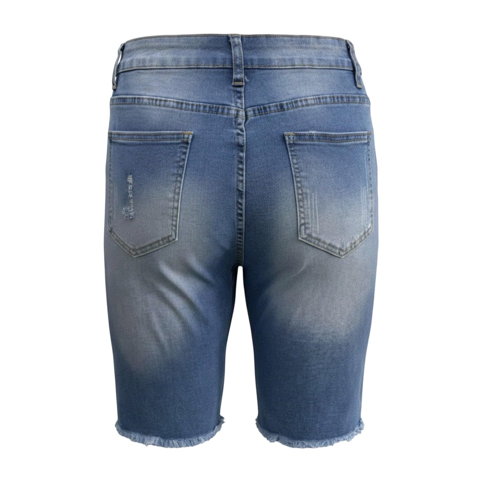 Pantalones Cortos Vaqueros para Comodidad Diaria y Ajuste Moderno, Mujer, Talle Medio, Pierna Recta, con elástico en Cintura, Ideales para Diario y Paseos, fáciles de Combinar