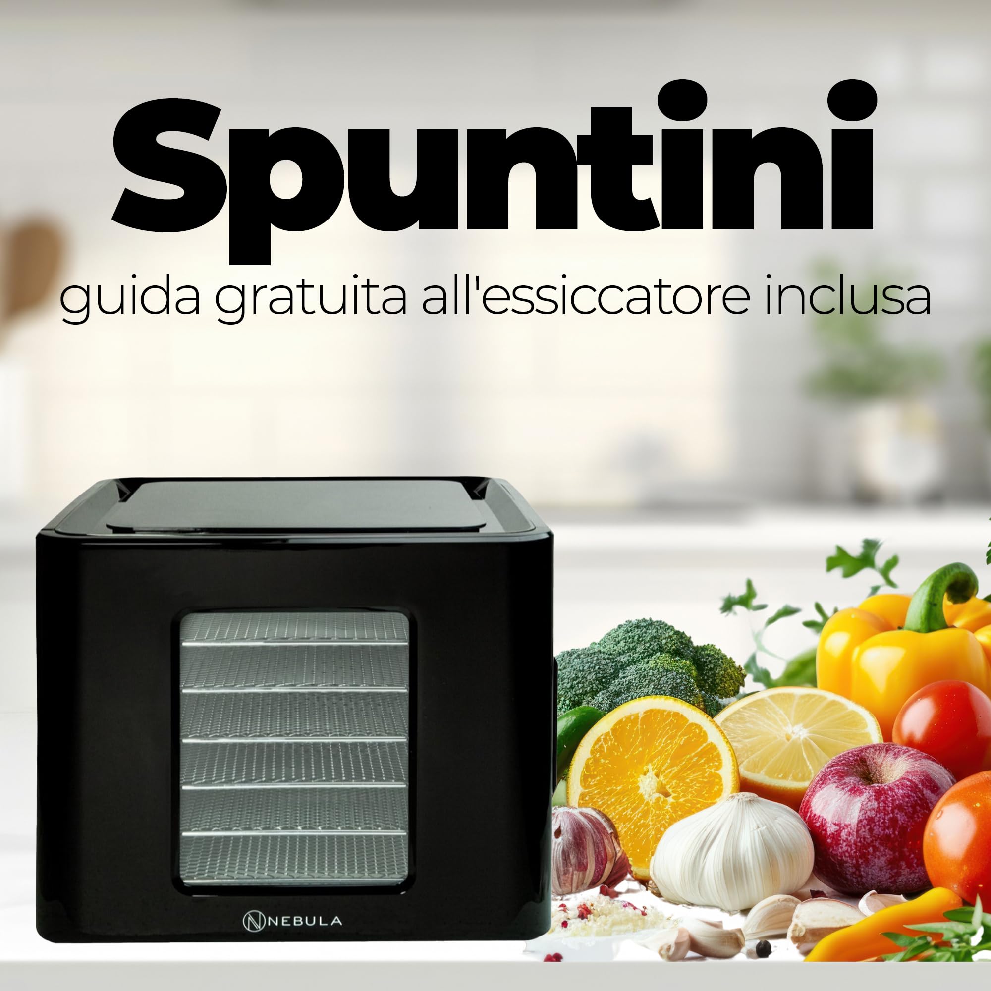 Nebula Essiccatore Alimentare 400W Con 6 Vassoi Inox | Display Touch LED, Temperatura Regolabile 35-70°C, Timer 48h | Disidratatore Per Frutta, Verdura, Carne, Snack E Erbe