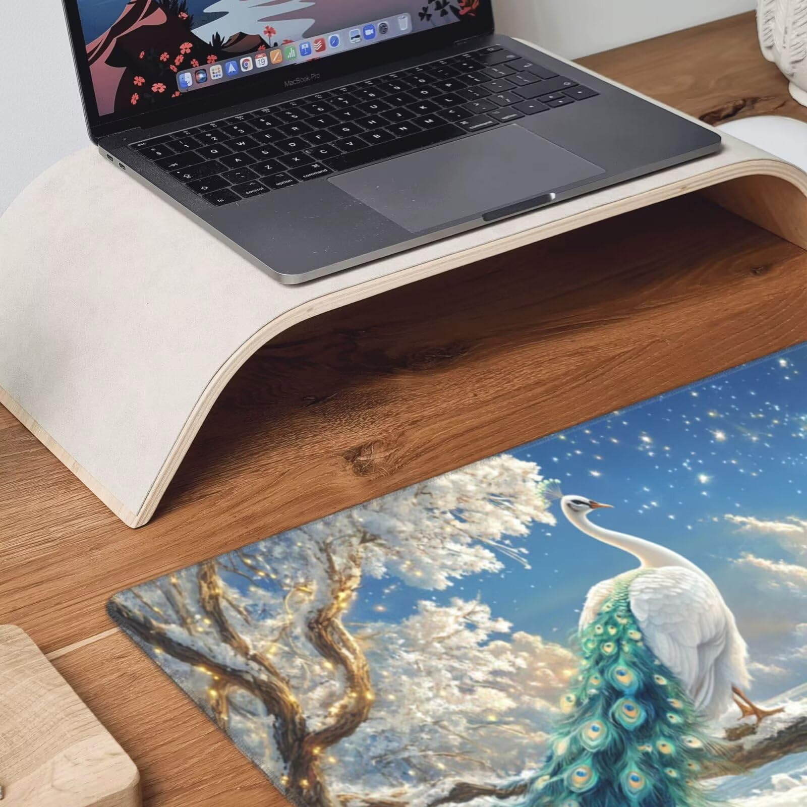 Biała podkładka pod mysz XXL paw mata na biurko 1600 x 800 x 3 mm zmywalna podkładka do gier na laptopa, z antypoślizgową gumową podkładką dla graczy, PC, pracowników biurowych Y517