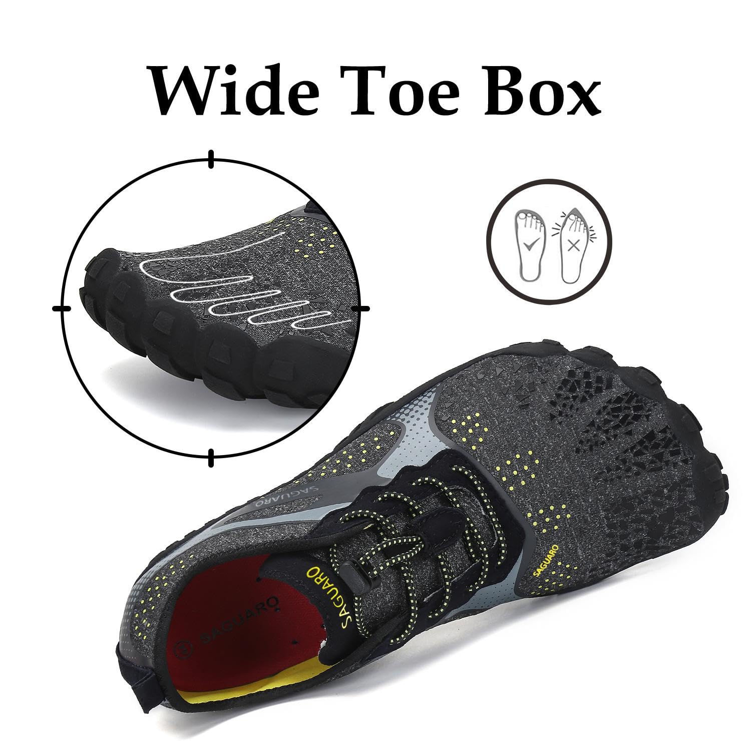 SAGUARO Scarpe Barefoot Minimaliste Uomo Donna - Scarpe Scogli Leggere Traspiranti Antiscivolo - con Padelle Larghe e Zero Gocce