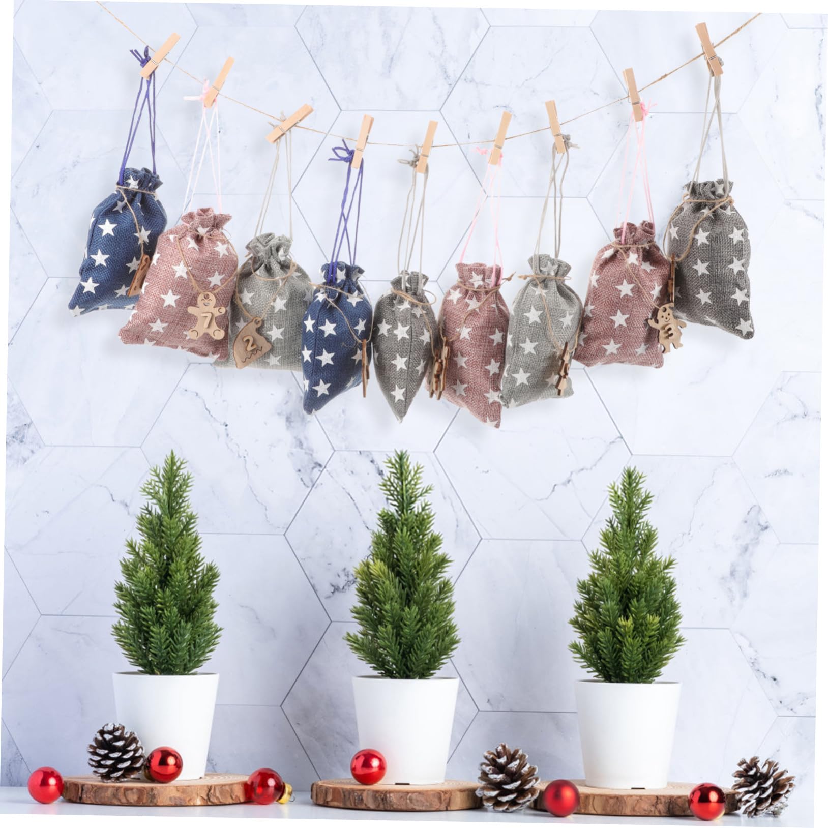 SOPOTUTU Sacchetti Regalo Natale Numeri Sacchetti Portadolci per Biscotti Caramelle e Snack per Feste Natalizie Riutilizzabili per Dolcetti e Piccoli Regali