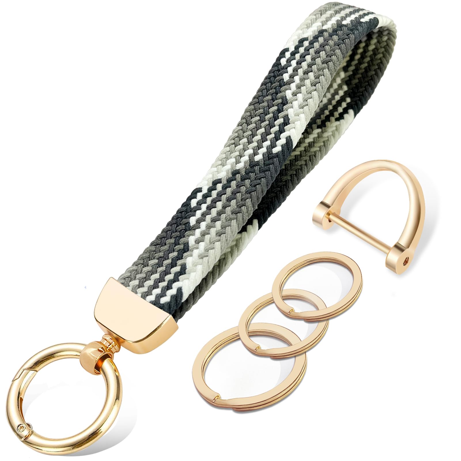BuitBoll Stretchy Wristlet Keychain, Cute Key Chain Woven Wrist Lanyard Strap Keys Holder for Women Girl Men