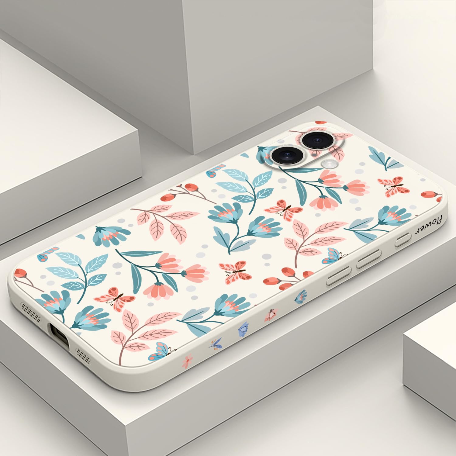 LEECG for iPhone 16 Plus Case Anti Scratch Microfiber Lining Phone Cover Silicone Ultra Slim Case for iPhone 16 Plus 6.7 inch-Leaf White