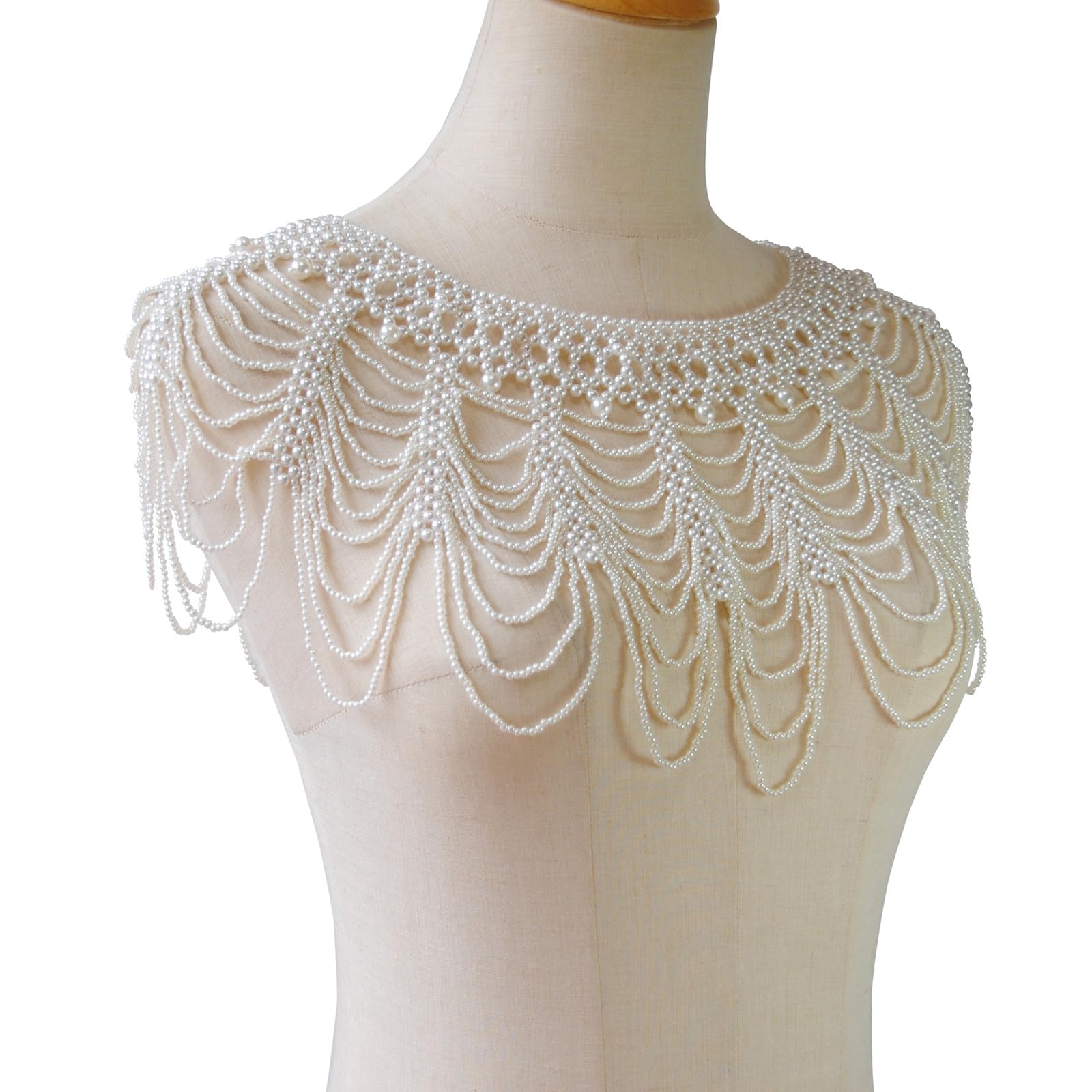 Künstlicher Perlenschal für Hochzeitskleid, modische Schulterkette für Cheongsam, eleganter Schulterwickel für formelle Anlässe, Party und Hochzeit, handgefertigter Schmuck