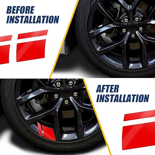 Miniatura 3 de awlbed 6 calcomanías reflectantes para neumáticos de automóvil, 3.9 x 2.7 pulgadas, decoración de rayas de seguridad, para llanta de 18 a 21