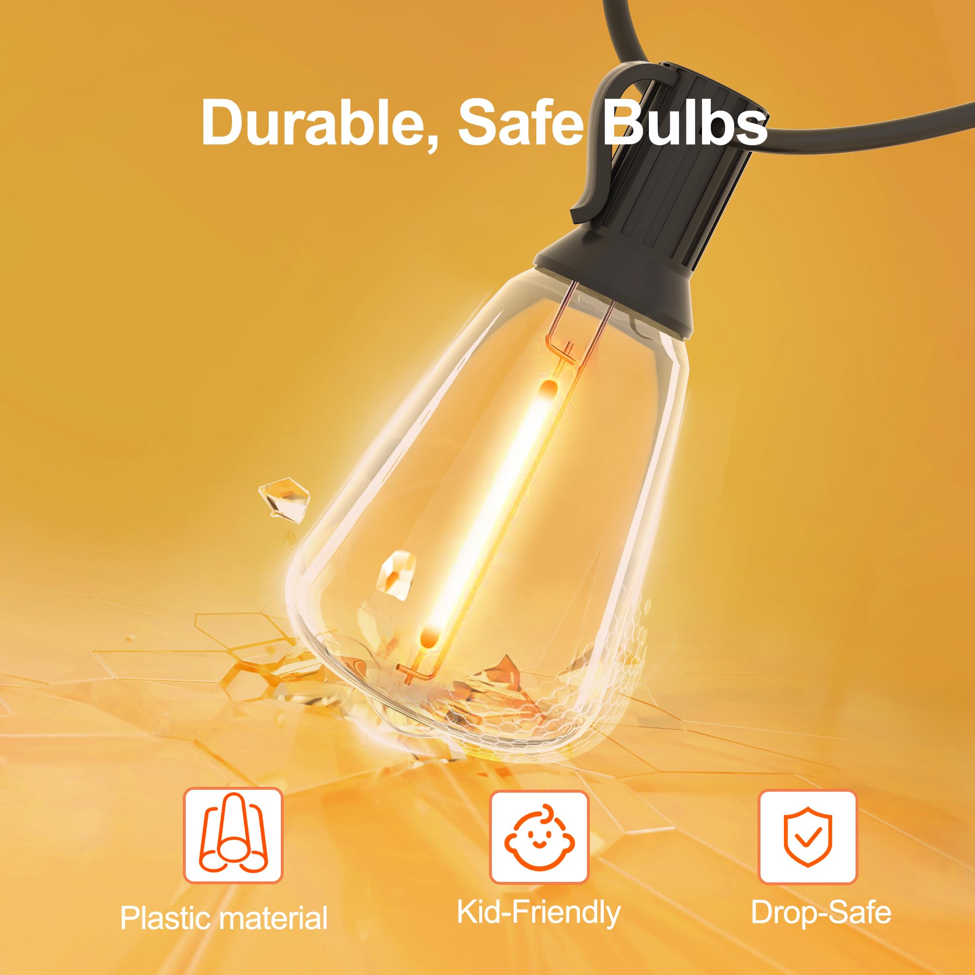 BLIATLUS Guirnalda de luces solares de 60 pies para exteriores, impermeable, con control remoto, luces solares para patio, porche, jardín, mercado, bistró, patio, valla