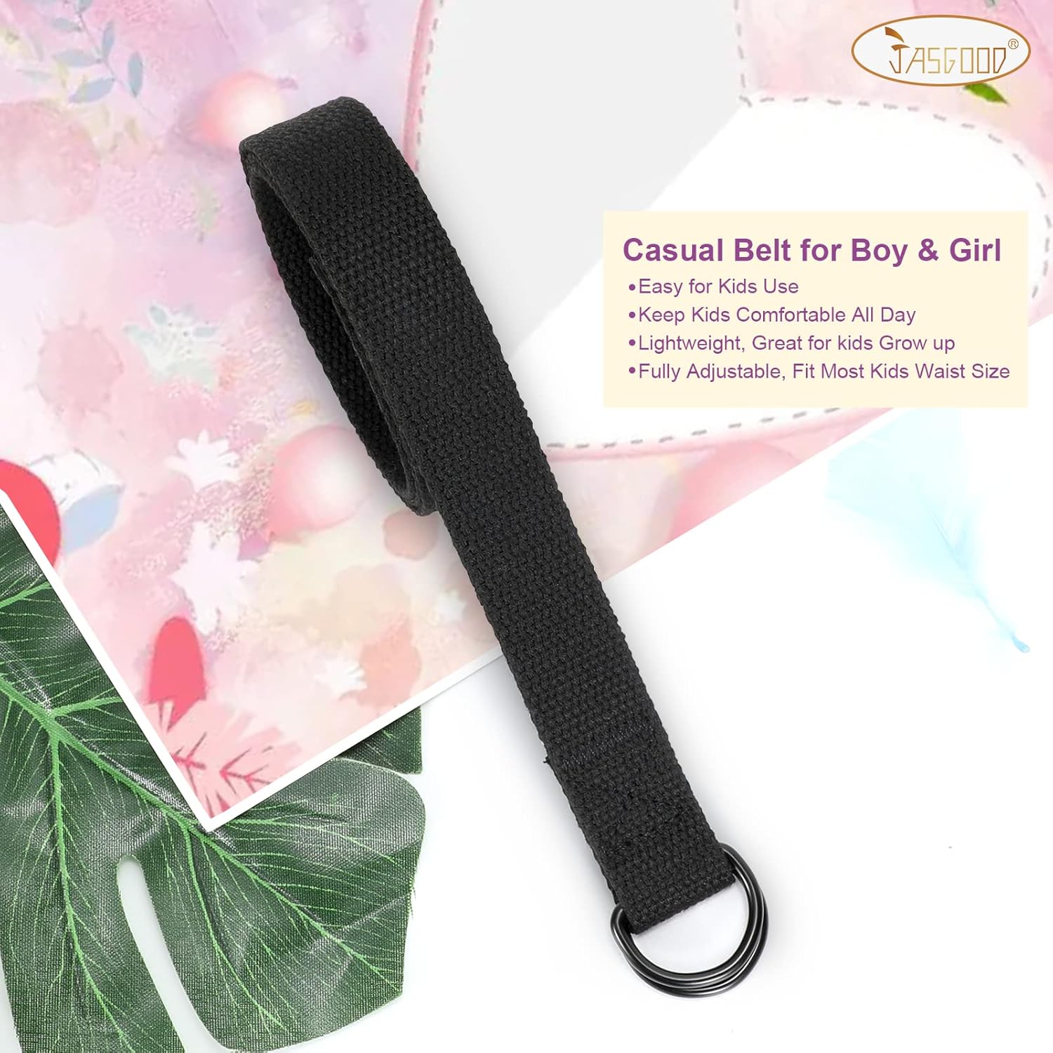 JASGOOD Boy's Canvas Belt Kids Football Belt with Double D-ring Buckle - Image 5