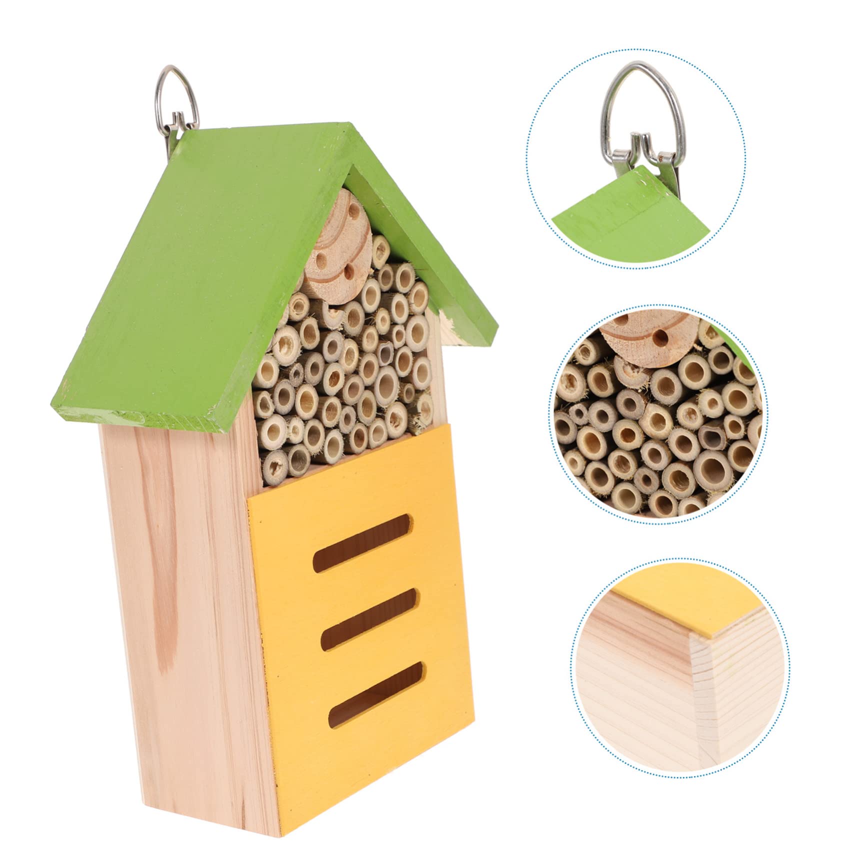 Casetta Decorativa in Legno per Insetti, Rifugio da Giardino Verde, Stile Casetta Rustica per Esterni, Elemento Naturale