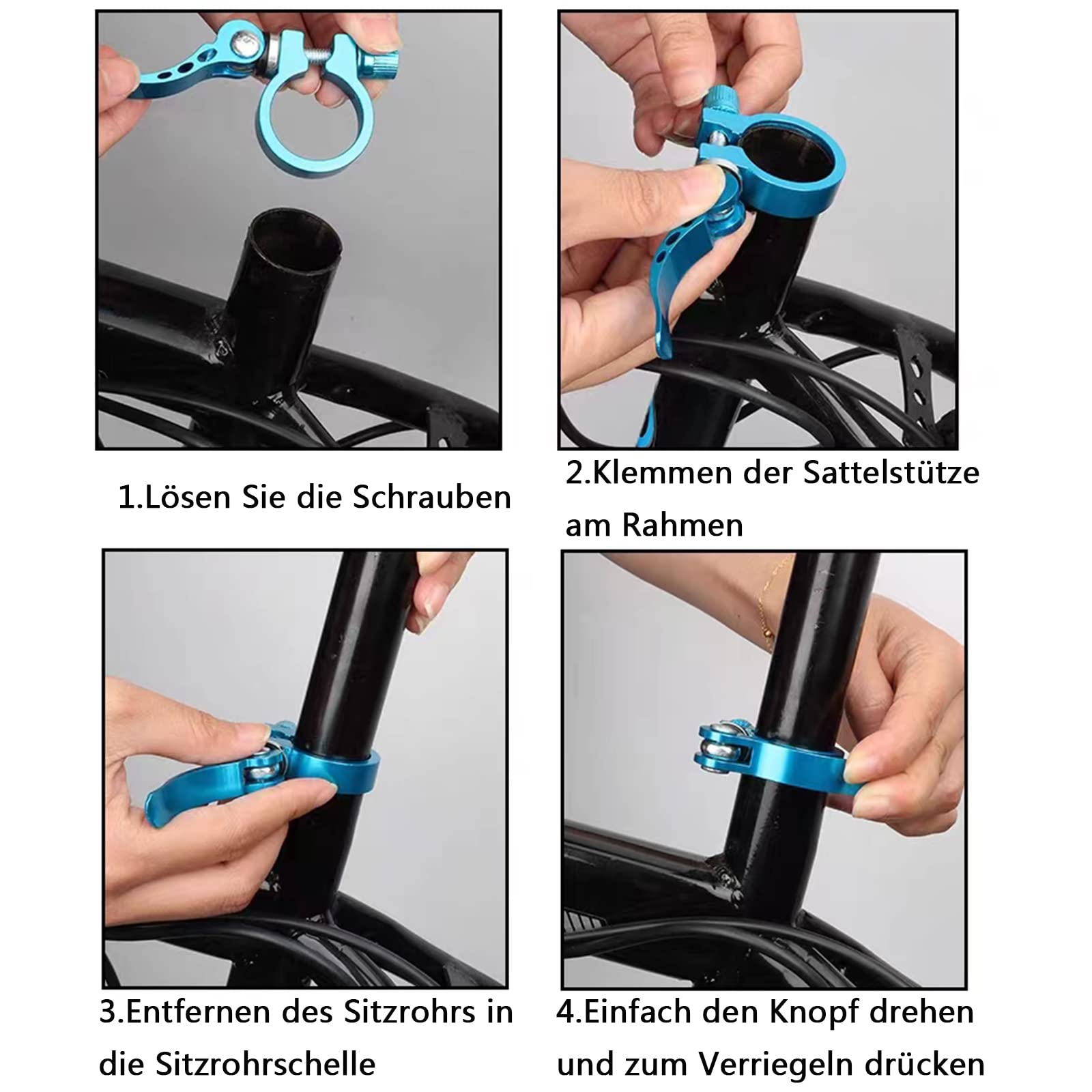 Fahrrad Sattelklemme 31,8 mm Sattelklemme Schnellspanner Sattelstütze 2 Stk