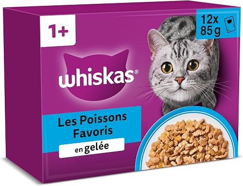 Aliment humide en gelée Chat adulte 12x85g Les Poissons WHISKAS