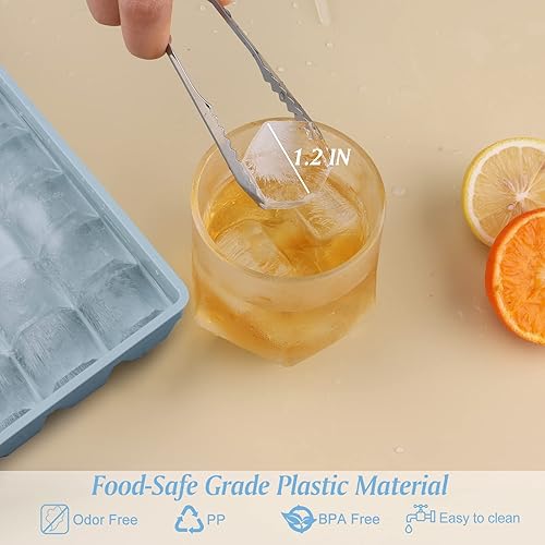 Miniatura 4 de Unigul Bandeja para cubitos de hielo con tapa y contenedor (paquete de 3), molde de cubitos de hielo de 1.2 pulgadas, bandeja de hielo hexagonal