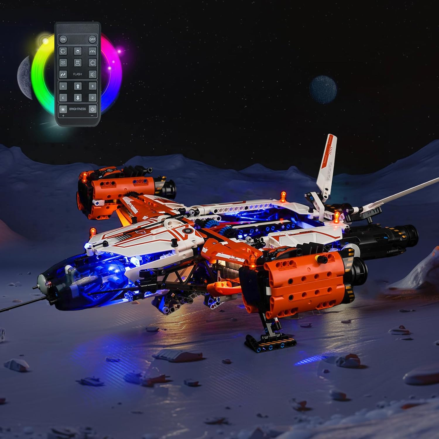 Upgraded Led Light Kit for Lego VTOL Heavy Cargo Spaceship LT81 Building Set, Remote Control Version Compatible with Lego 42181 (Model Not Included)