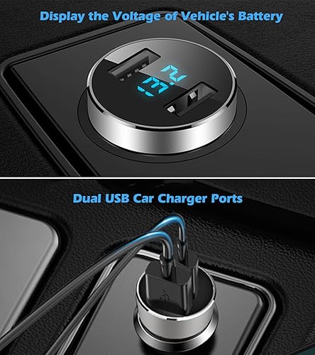 Miniatura 2 de Cargador de coche USB dual salida de 48 A medidor de voltaje para encendedor de cigarrillos compatible con Apple iPhone iPad Samsung Galaxy LG