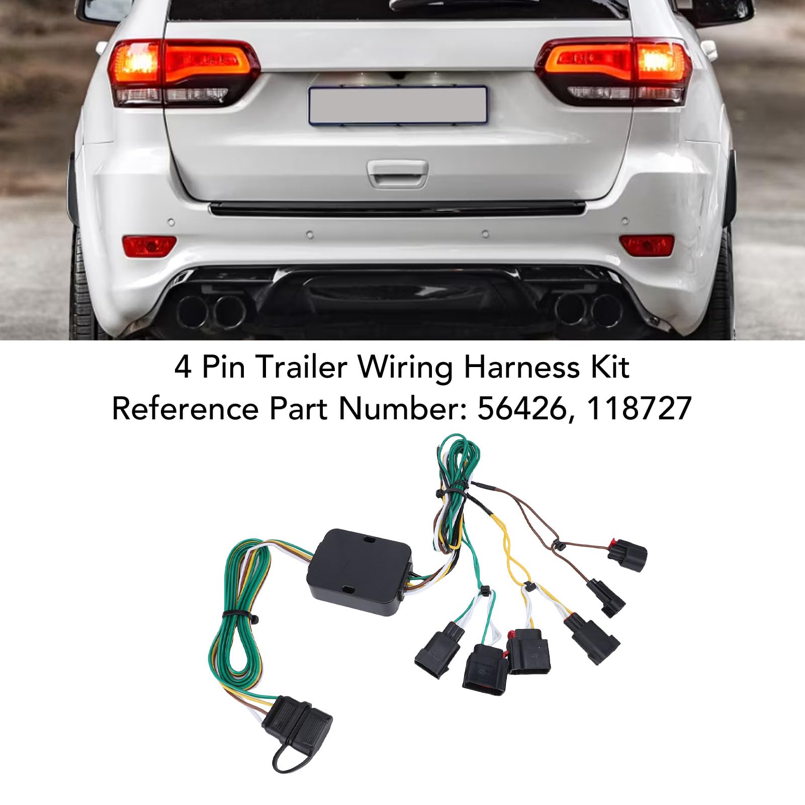 Jiawu Kit Cablaggio Rimorchio Laterale a 4 Pin 56426 118727, Installazione Plug and Play per 2014-2021, Espande la capacità di Traino, Ideale per Veicoli Ricreativi e Carico