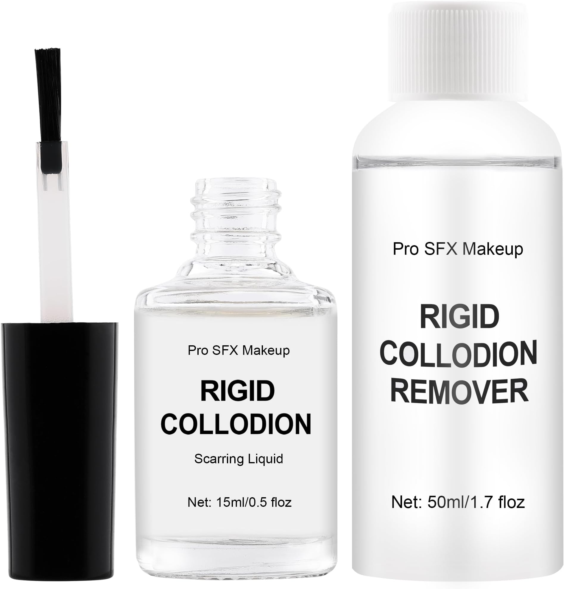 Rigid Collodion Special Effects SFX Makeup Combo Kit, Scarring Liquid & Remover, Realistic Scar Makeup For Halloween Costume Stage Theater, Latex-Free