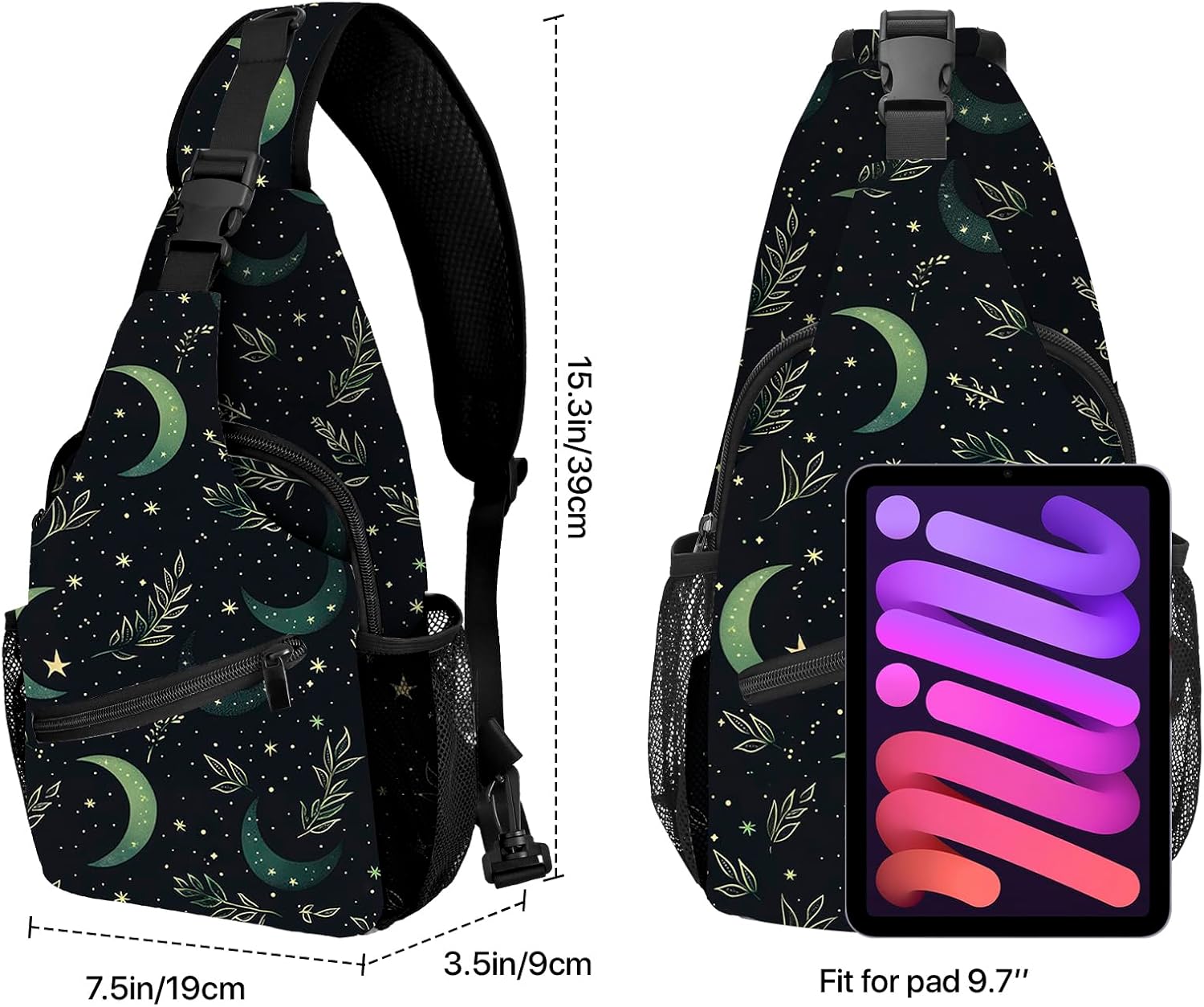 Moon Sling Bag Travel Sling Backpack Lightweight Casual Daypack Women Chest Bags for Outdoor Sport Climbing Runners - Image 2