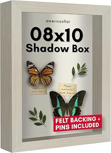 Miniatura 8 de Americanflat - Marco de caja de sombra con parte trasera de lino suave MDF y cristal resistente a las roturas, para pared y mesa