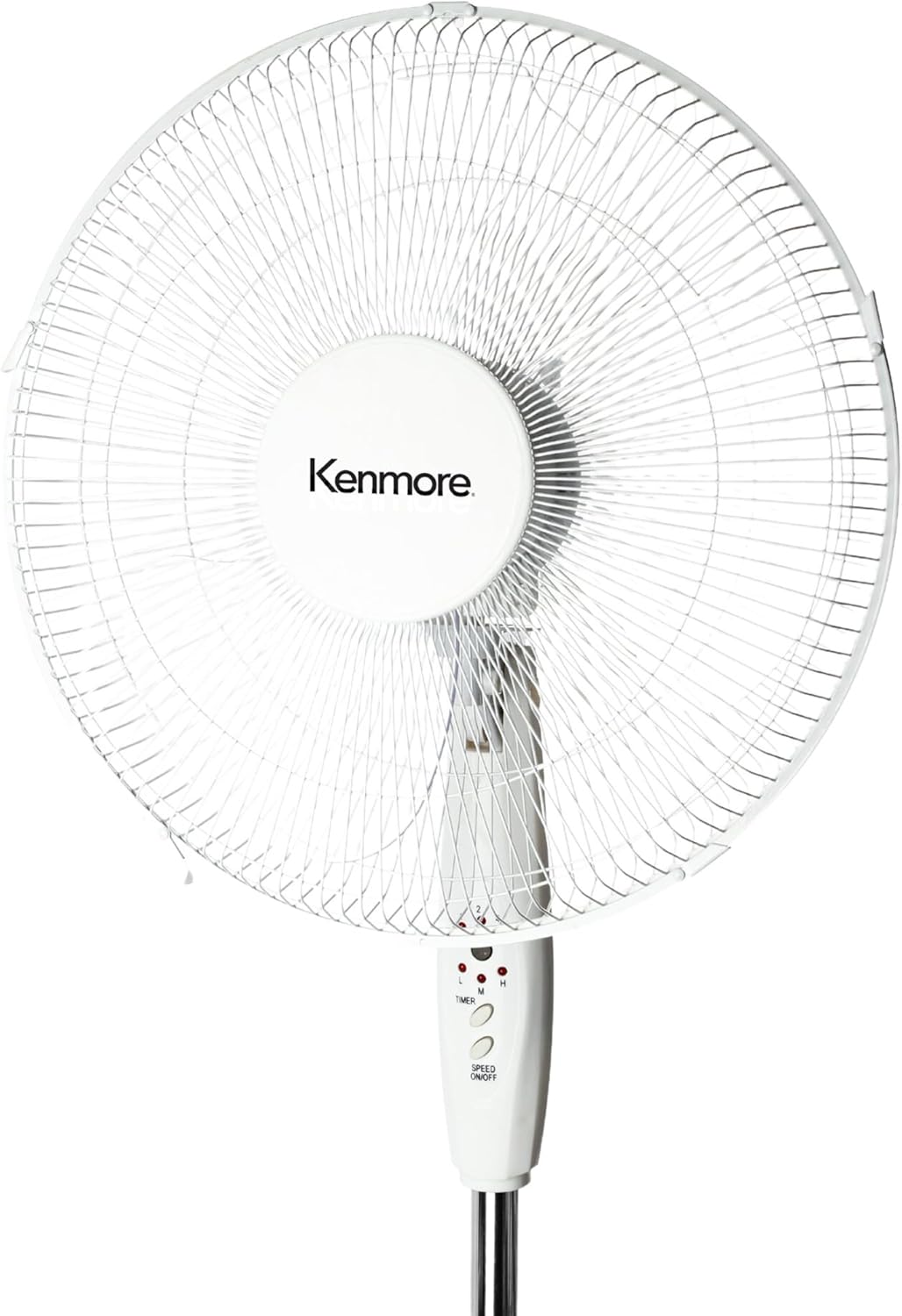 Kenmore: Digital Pedestal Fan - White, 49.2" Adjustable Height Stand Fan, Oscillating, Remote Control, 3 Speed Cooling & Airflow, Timer, Office-Home