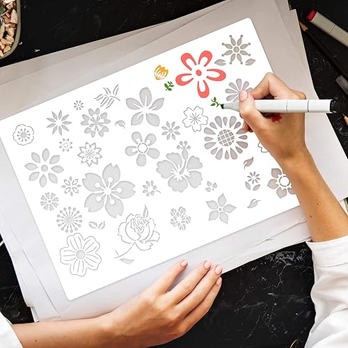 Miniatura 5 de Zonon Plantilla de plantilla de 3 piezas, plantilla de pintura, plantilla de primavera y verano, juego de dibujo reutilizable para bricolaje diario,