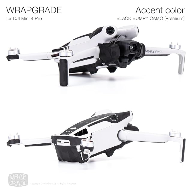 Foto 5 de 6 de Wrapgrade Skin Compatible con DJI Mini 4 Pro - Accent Color (Black Bumpy Camo)