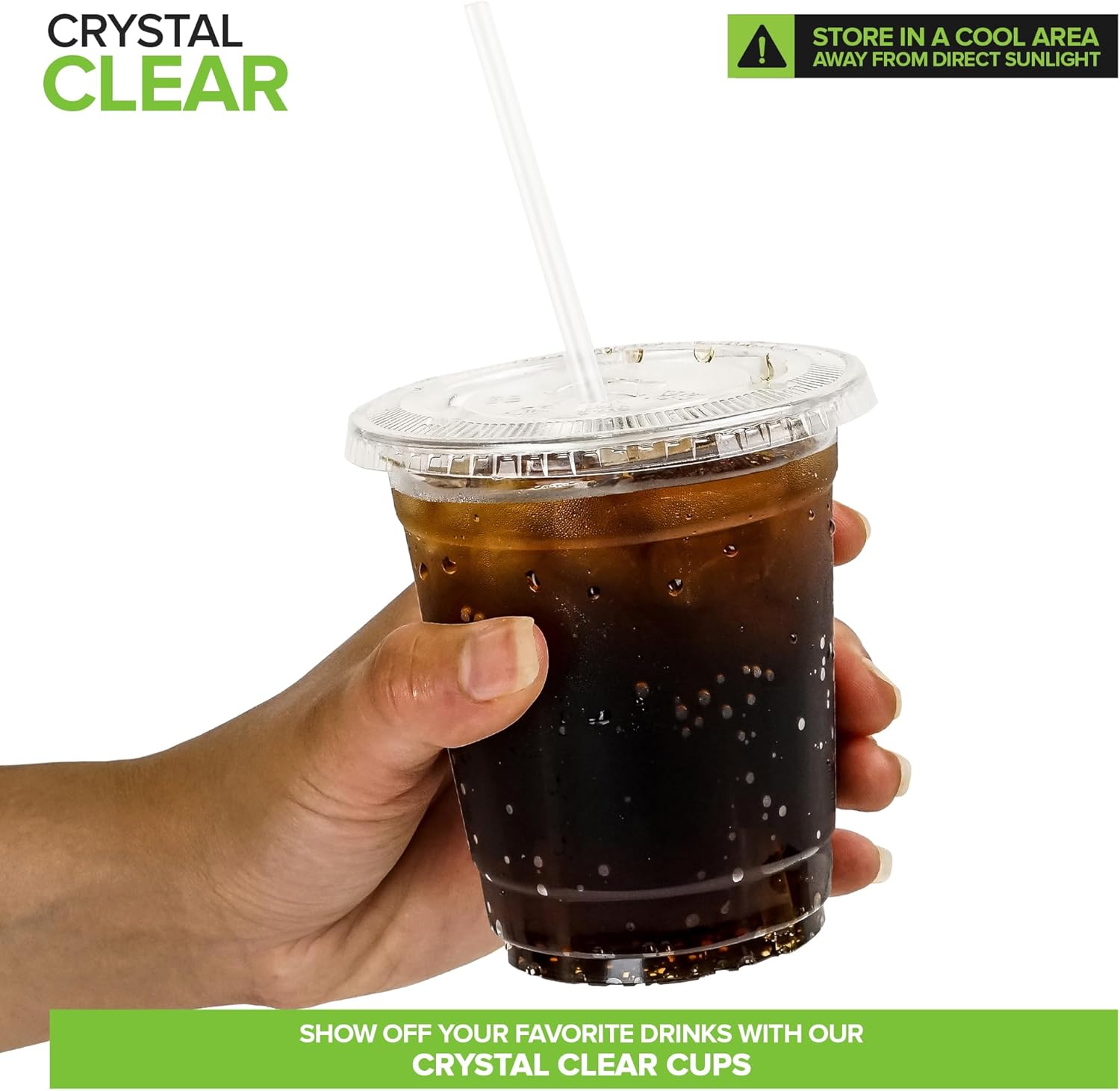 Stock Your Home 12 oz Clear Commercially Compostable Cups with Lids and Straws (Set of 50) Plant Based Cold Cups, Eco Party Cup, Environmentally Friendly Recyclable Disposable Sustainable - Image 5