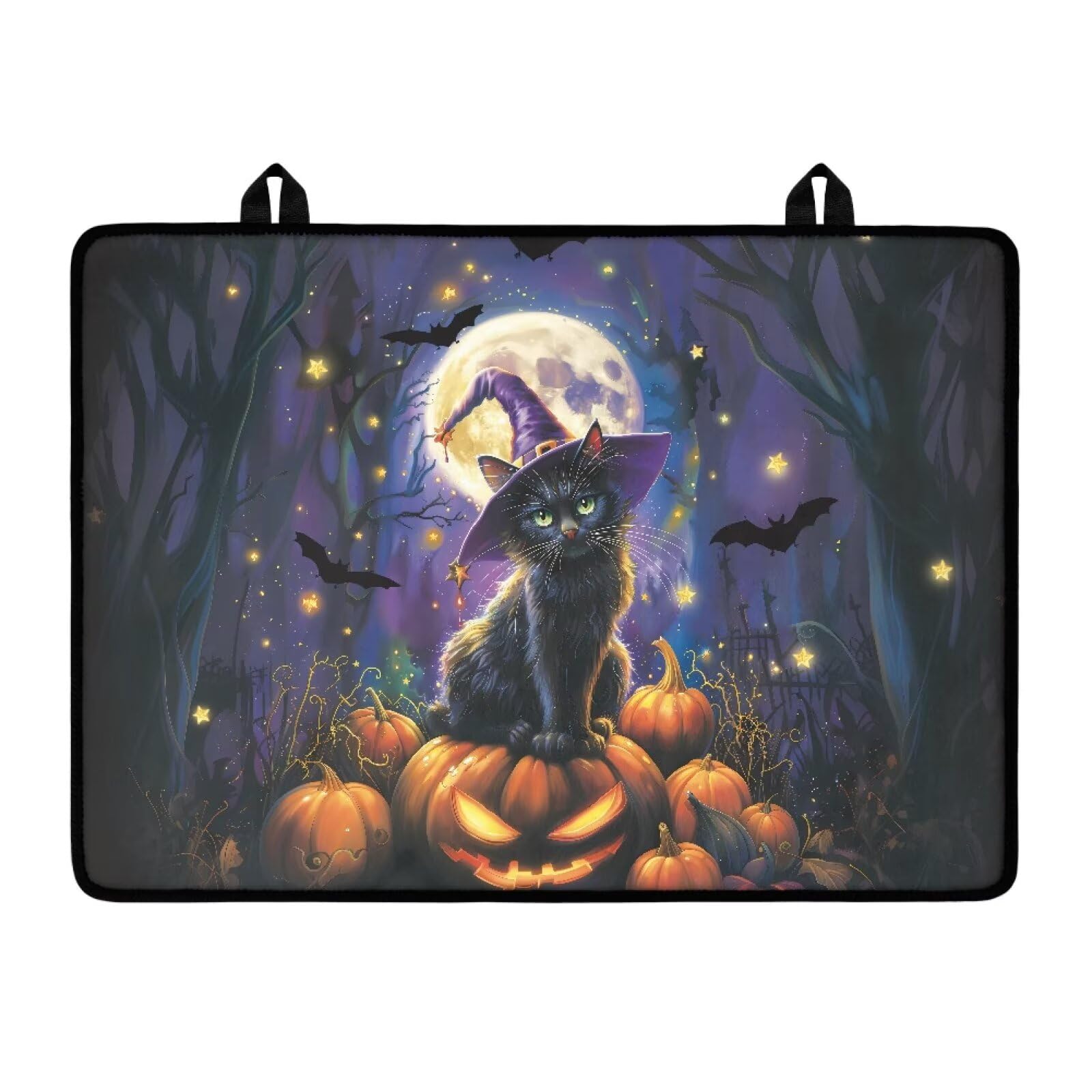 Dark Halloween Cat Pumpkin Cover for Stove Top, Heat Resistant Silicone Stove Mat, Non-slip Ceramic Glass Electric Stovetop Cover, Cute Dish Drying Mat, Halloween Gifts for Family