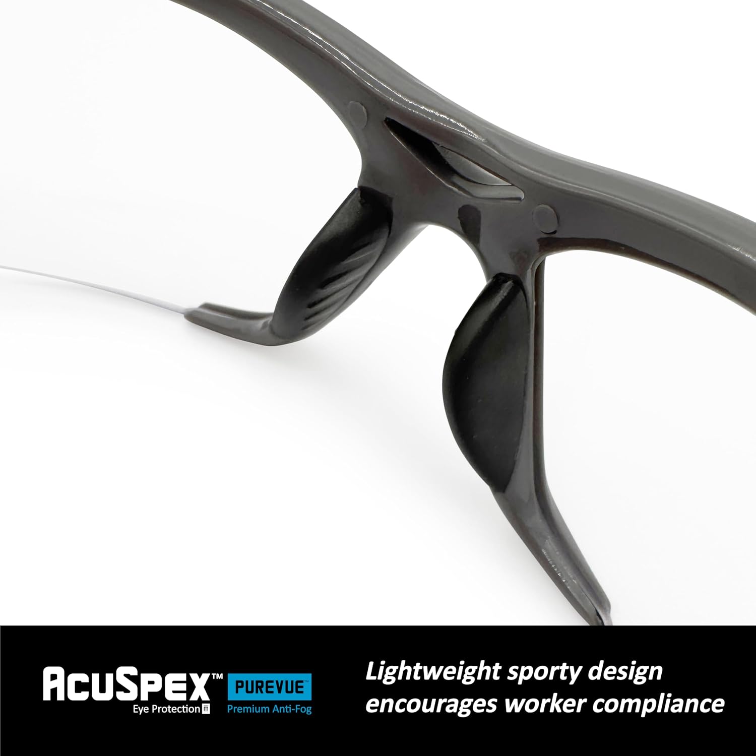MAGID AcuSpex Clear, Semi-Frameless Safety Glasses, PureVue Premium Anti-Fog, 144 Pairs, Gray/Lime, PX4080