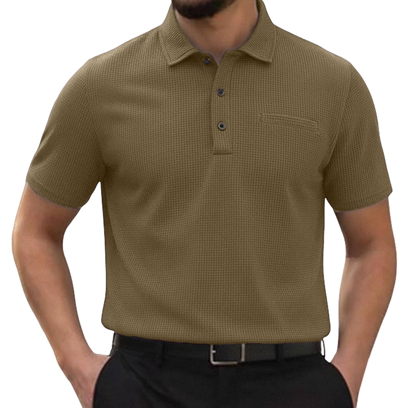 Polo Breeze para Hombre con Ajuste para Barriga Cervecera, Elástica y Secado Rápido, Cuello Texturizado Manga Corta para Golf y Casual, Ultra Cómoda Sedosa Transpirable