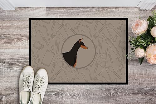 Miniatura 2 de Caroline's Treasures CK2182MAT Doberman Pinscher in The Kitchen - Tapete para puerta delantera, 18 x 27 pulgadas, para interiores y exteriores, para