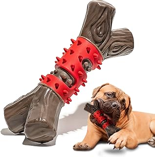 Dog Toys for Aggressive Chewers, Indestructible Dog Toys for Large Dogs, Durable Dog Chew Toys for Medium Large Breed, Tough Dog Toys, Nylon Rubber Dog Teething Stick Toys, Real Beef Flavor