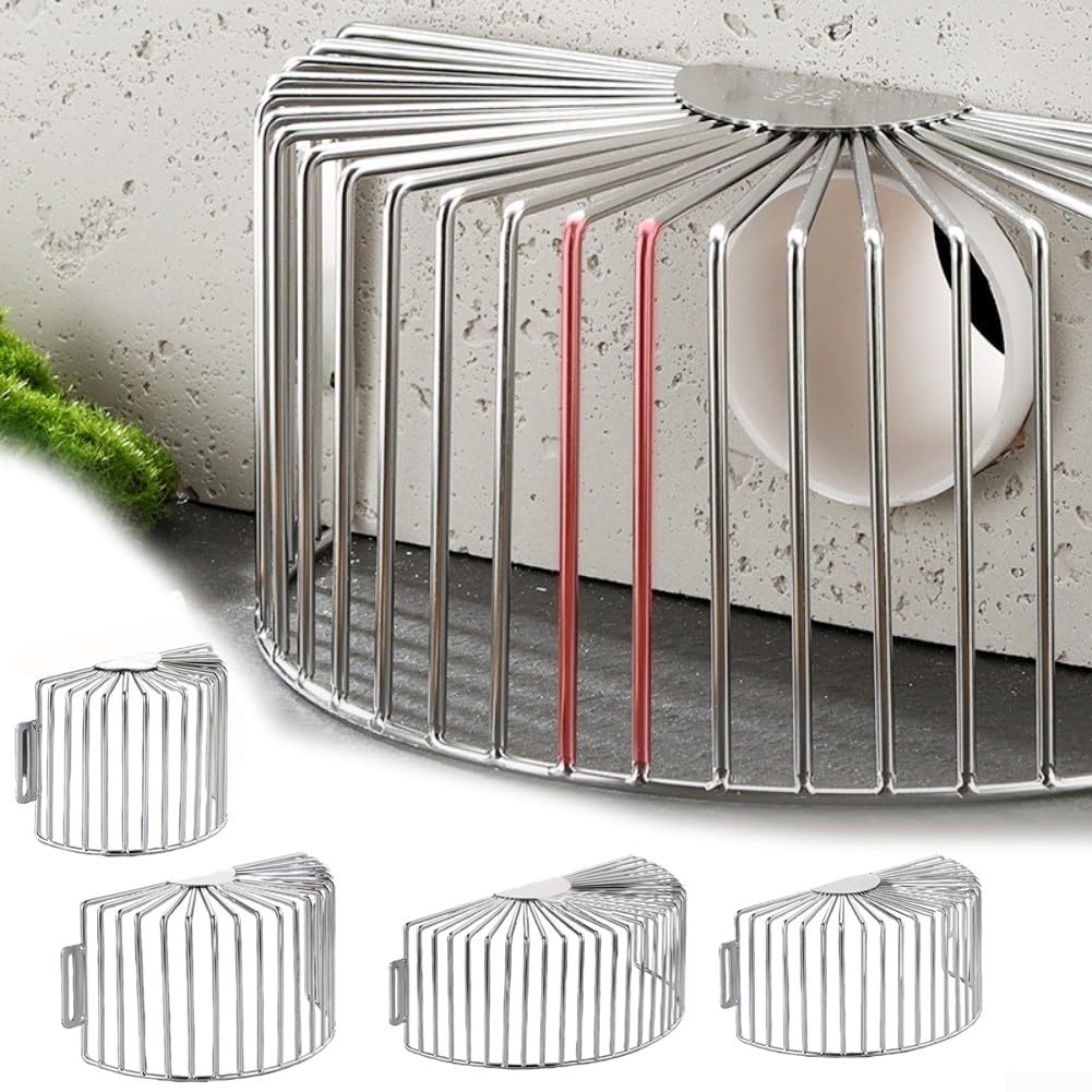 Durashmall Copertura per scarico a pavimento in acciaio inox 304, filtro per grondaia, filtro per scarico laterale, griglia di drenaggio angolare, anti-intasamento, a prova di roditori, per terrazze e