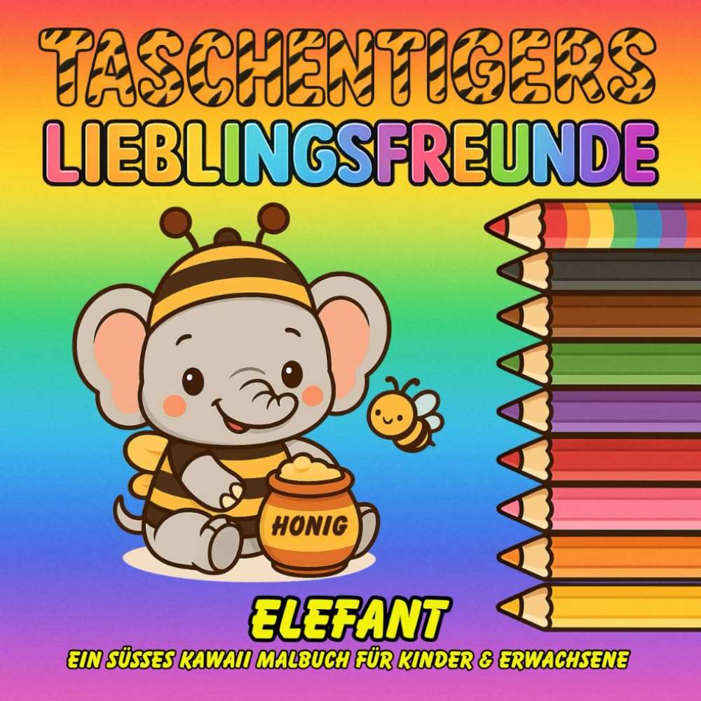 Taschentigers Lieblingsfreunde "Elefant" - ein süßes Kawaii Malbuch für Kinder & Erwachsene: Mit 44 zauberhaften Ausmalmotiven voller Flausch, Spaß & ... niedliche Kawaii Malbücher für Jung und Alt)
