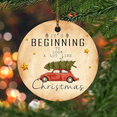 Miniatura 4 de Adornos redondos de cerámica de Navidad que está empezando a parecerse mucho a los adornos del árbol de Navidad para Año Nuevo, Navidad, cumpleaños,