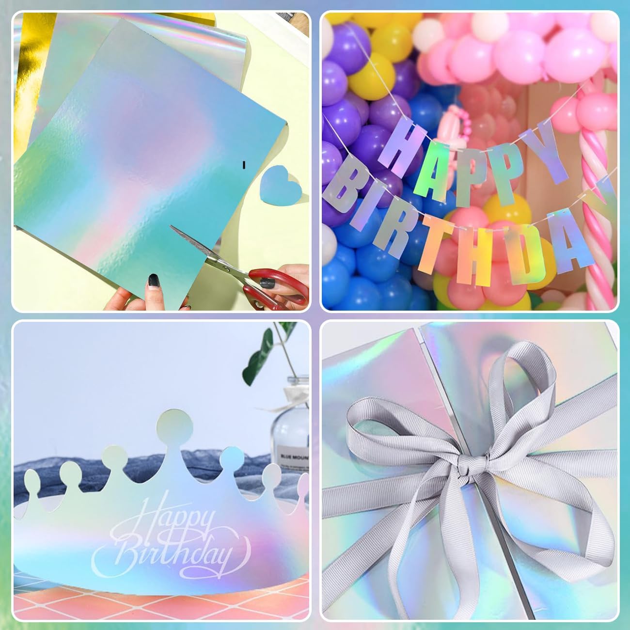 30 Sheets Holographic Cardstock, 8.5" x 11" Shiny Iridescent Mirror Paper Thick Card Stock Paper for Crafts, Card Making, Party Decoration, Scrapbook Supplies