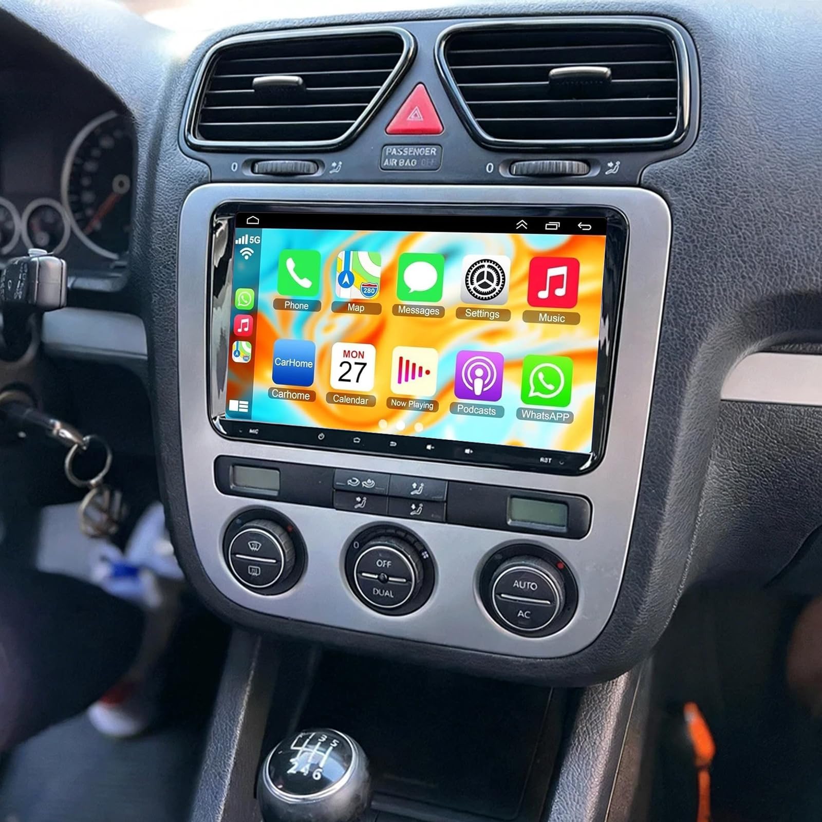 – Android 13 Double Din Car Stereo for Volkswagen Scirocco 2008-2017 Car Radio with Wireless CarPlay Android Auto Head Unit Sat Nav 9" Touchscreen GPS WiFi FM RDS Bluetooth SWC Backup Camera