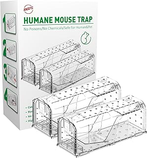 HOMEREVEL- 2 Pack Humane Mouse Traps for Indoor and Outdoor- Live Catch and Release, Reusable, Environment Friendly and Highly Sensitive Rodent Catcher, No Touch Release Mice Traps