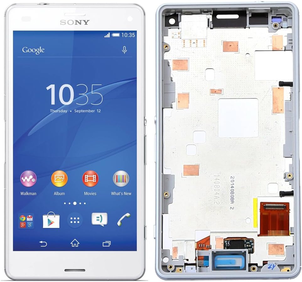For Sony Xperia Z3 Compact LCD Screen Replacement+Frame White,For Sony Health(TM)LCD Display Touch Digitizer Screen Replacement Assembly for Z3 Mini D5803 D5833 4.6 inch