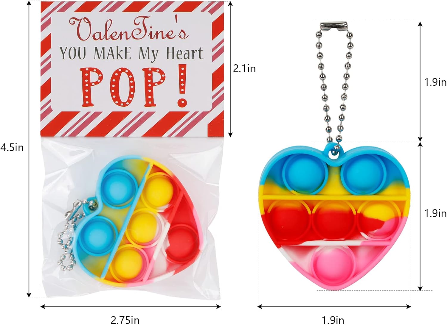 Valentines Day Cards for Kids，24 PCS Heart Pop Fidget Toys，Valentine Exchange Cards for Classroom School Party Favors Toddlers，Valentines Day Gifts for Kids Girls Boys