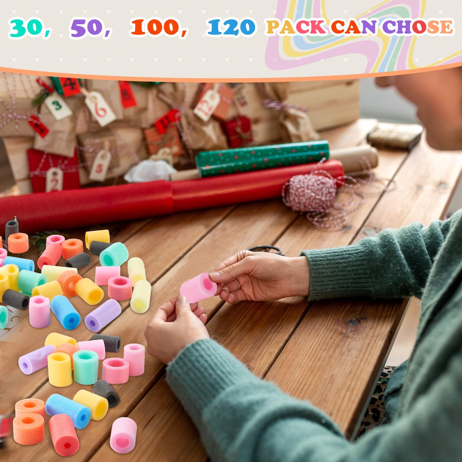 Frienda 100 piezas de fideos para piscina, multicolor, para manualidades, cuerda de fideos, tamaño pequeño, versátil, fideos de espuma, tubo de espuma flotante mixta para jugar o hacer manualidades,