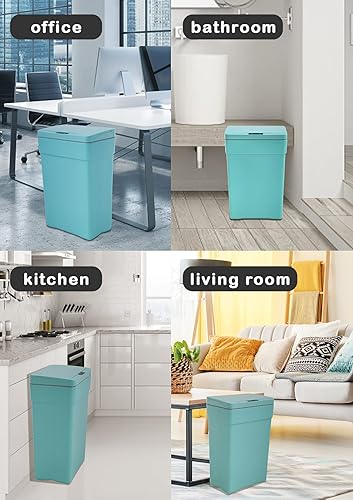 Miniatura 7 de Bote de basura automático sin contacto de 13 galones, con tapa, azul, polipropileno, sensor de movimiento