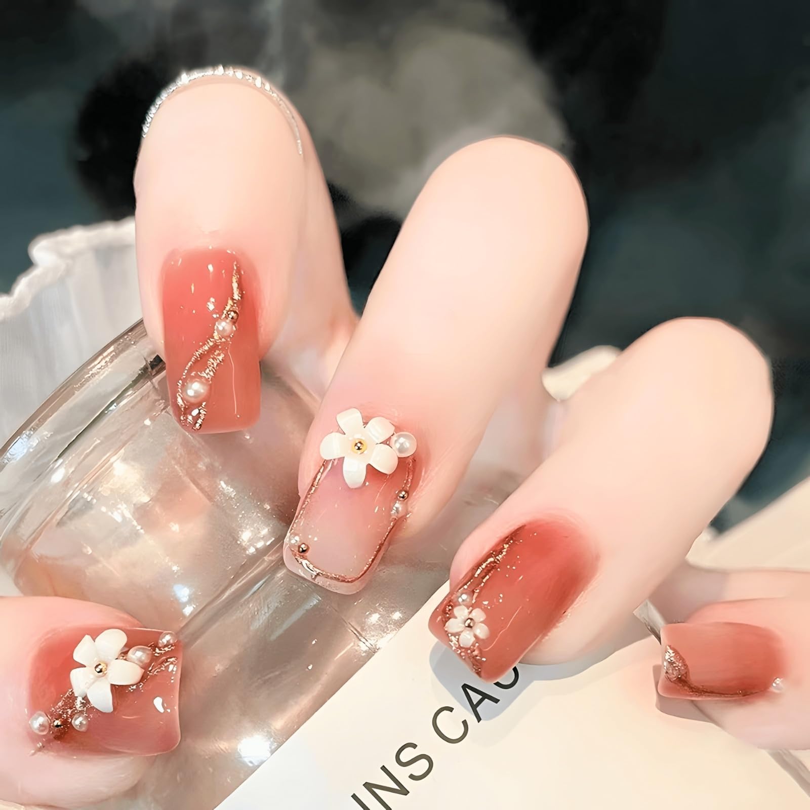 Amazon | COLORBIRD ネイルチップ ショート 24枚 赤 花 ネイル 付け爪
