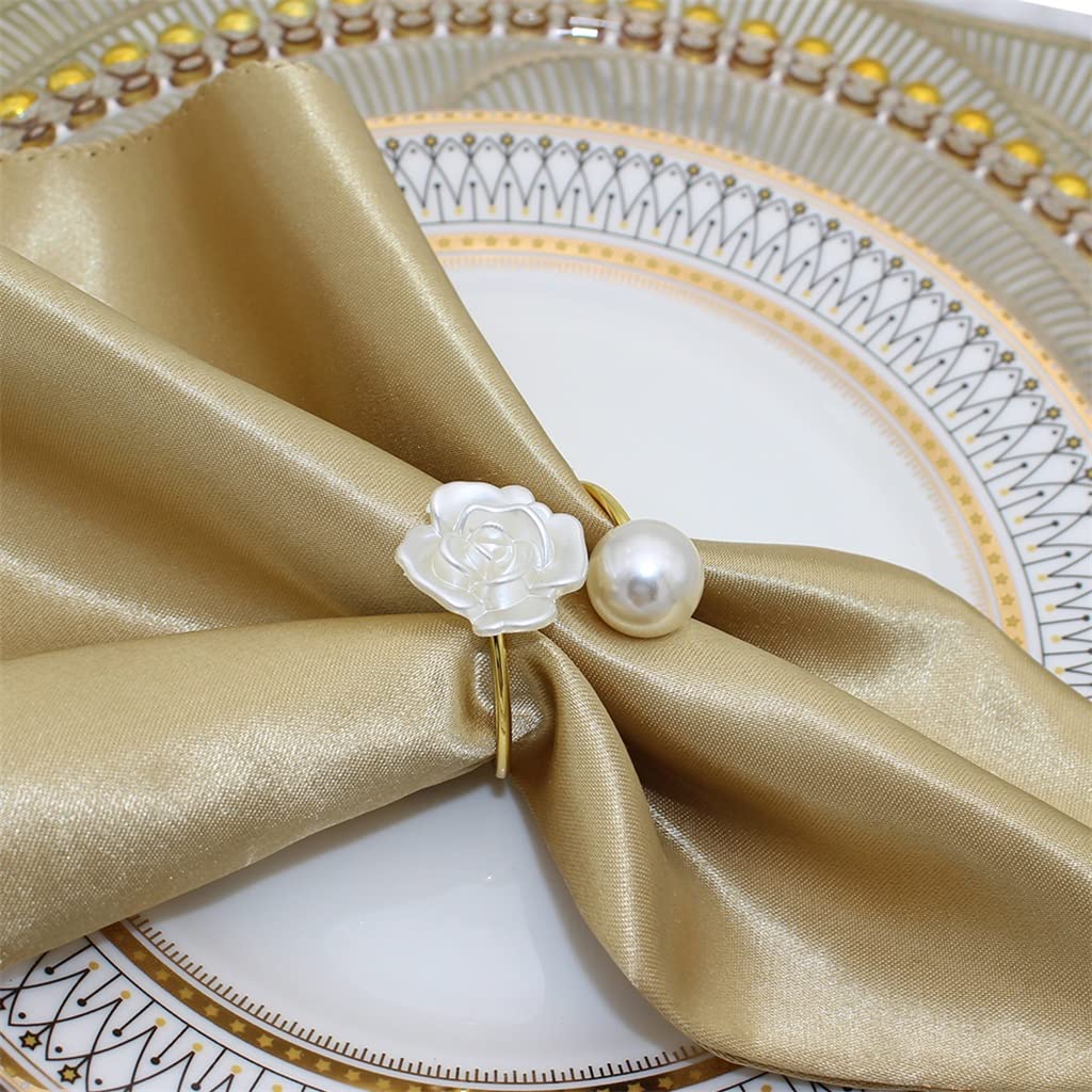 Servilletero Flor Perla Diseño Toalla Servilletero Hebilla Titulares Boda Fiesta Cena Mesa Decoración