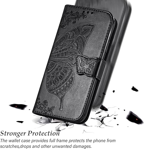 Miniatura 6 de Funda diseñada para Samsung Galaxy S9, de piel sintética, con diseño de mariposa, soporte para tarjetas de crédito, soporte con correa para la