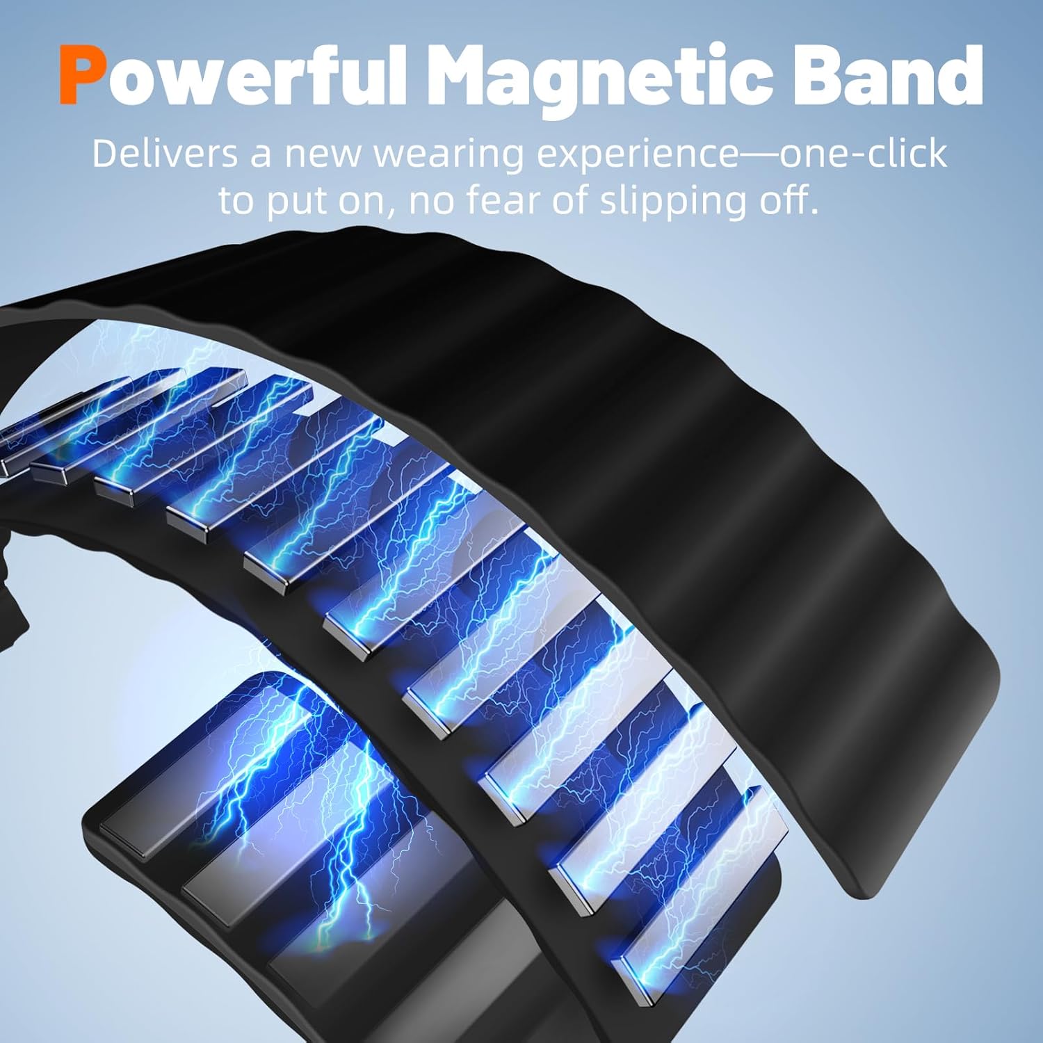 Magnetic Band Compatible with Samsung Galaxy Watch 7 6 5 4 FE 40mm 44mm, for Galaxy Watch 6 4 Classic 43mm 47mm 42mm 46mm/Watch 5 Pro 45mm Band, 20mm Sport Silicone Band for Men & Women, Wave Design - Image 2