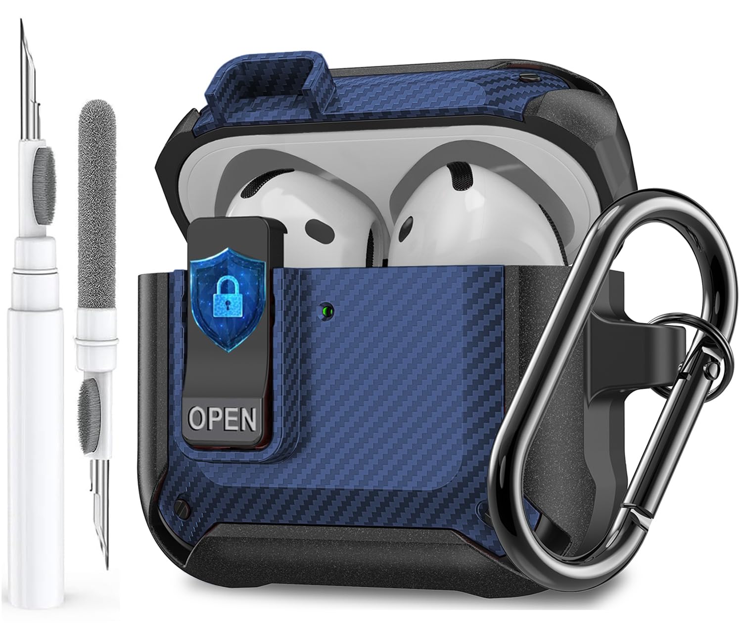 Olytop for Airpods 4 Case with Lock Clip, Rugged Apple Airpods 4th Generation Cover 2024 Men Women, Armor Shockproof iPod 4 Gen Protective Hard Shell