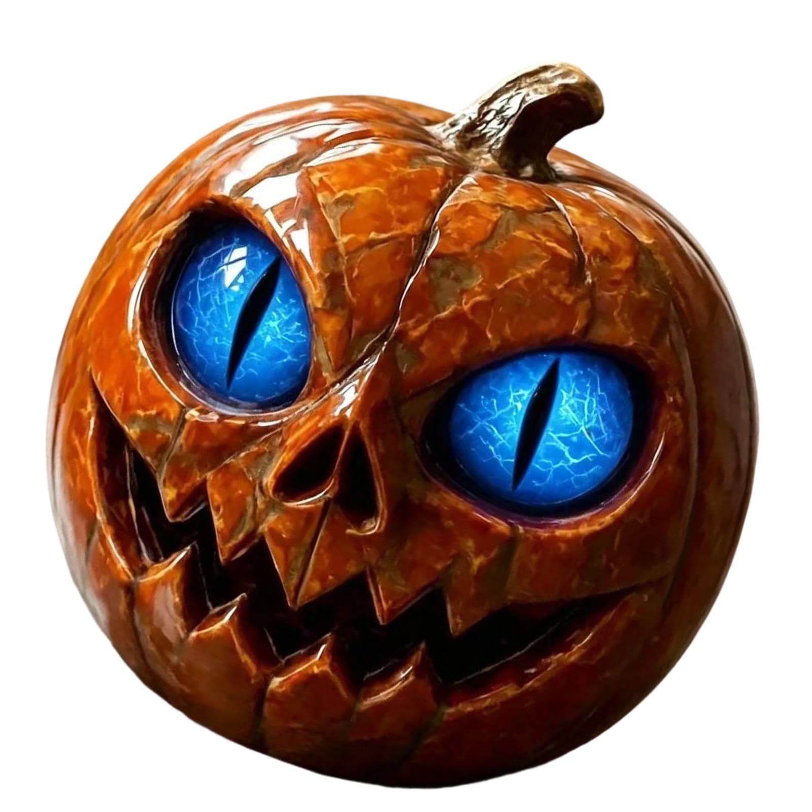 Halloween Pumpkin Figurine Resin Accent Decor, Carved Tabletop Statue for Entryway, Mantel and Shelf Home Displays Pumpkin Statue Resin Halloween Decor Tabletop Shelf Mantel Entryway Centerpiece Dark