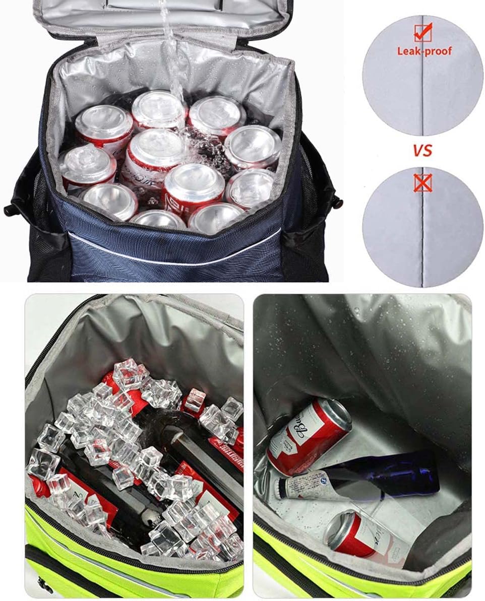 SCOSAO Cooler Backpack 36 Cans, Leak-Proof Insulated Backpack 30L Large Capacity, Double Deck Cooler Bag Up to 12 Hours,Soft Lightweight Lunch Backpack for Men Women Work Beach Camping Picnic (Blue)