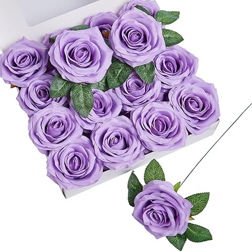 Rosas artificiales, rosas artificiales, rosas artificiales de seda con tallos para ramos de boda, mesas de fiesta, centros de mesa, arreglos