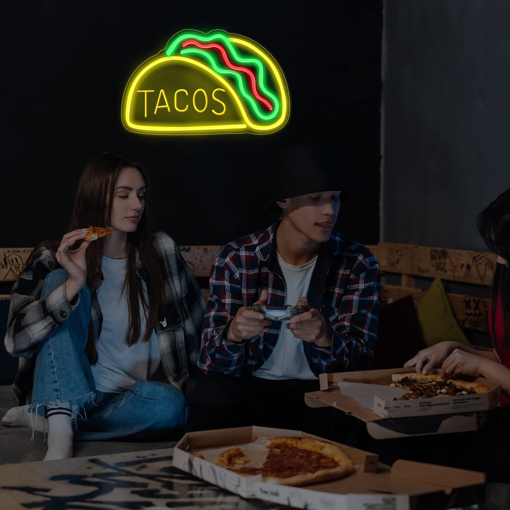 Tacos Restaurante LED Neón Cartel Luminoso Hogar Decoración Decoración Coffee Shop Bar Sorbete Decoración Regalo Personalizado Cartel de Bienvenida