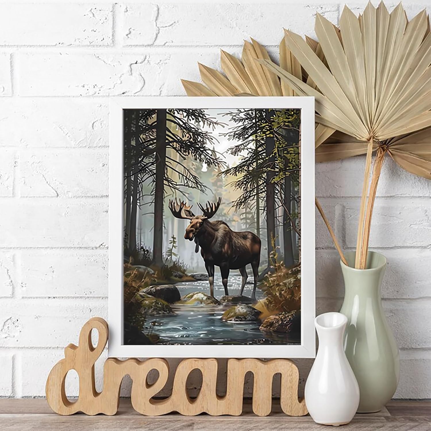 UPABLUNSO 5D Moose in The Wild Diamond Painting Kits for Adults DIY Moose Diamond Art Kits for Beginner Full Drill Moose Diamonds Painting Gem Art for Gift Wall Decor 12x16 inch
